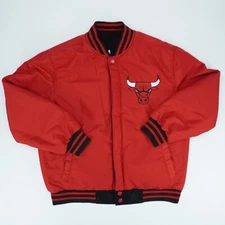 Chicago Bulls Reversible Bomber Jacket Mens L Black Red JH Design
