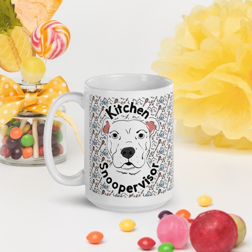 Weißer Pit Bull Terrier Hund Küche Schnüffler Becher 15 Unzen lustige Haustier Tasse Geschenk - Bild 18 von 22