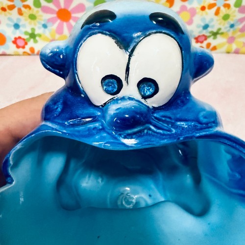 Vintage Kreiss & Co. Psycho Ceramics Blue Big Mouth Figure Ashtray, Collectible - Picture 6 of 7