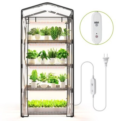 SpeePlant Indoor Greenhouse with Grow Light, 4 Tier