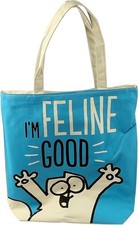 Sono Felino Buono!!  Pratica borsa shopping in cotone con zip - design gatto di Simon -