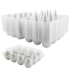 40 Pack Jumbo Egg Cartons for Duck/Turkey Eggs - Holds 12 XL Eggs, Clear Eco-...
