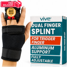 Vive Trigger Finger Splint - 2 Brace for Middle, One Size, Black
