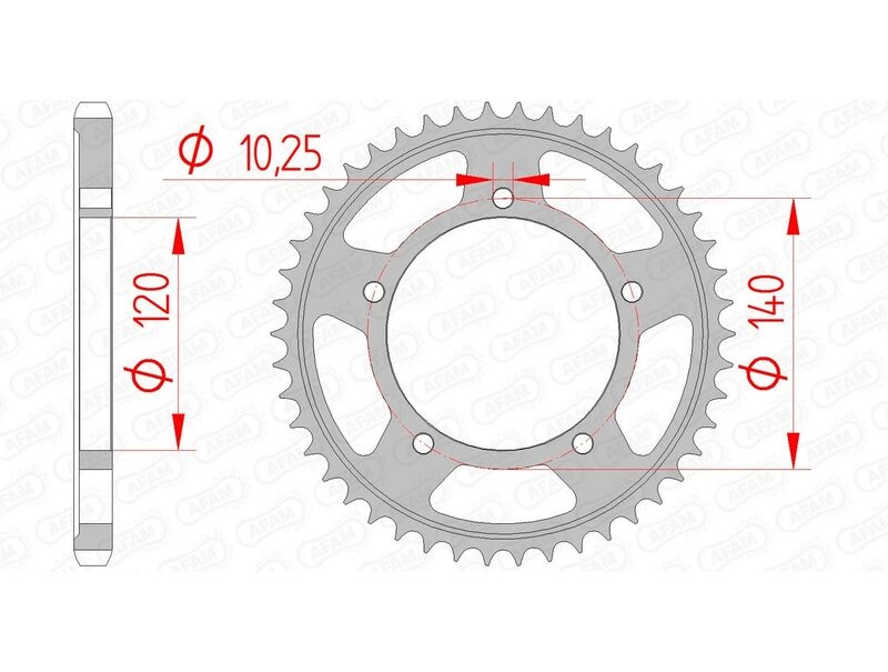 Pignon acier AFAM 14604 pas 525 de 14 dents pour moto