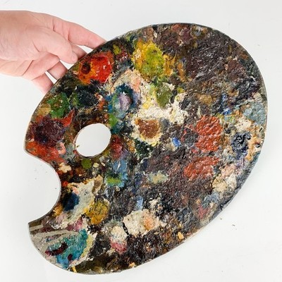 Vintage Painted Artist Painters Palette Colorful Original Painting Gallery Wall