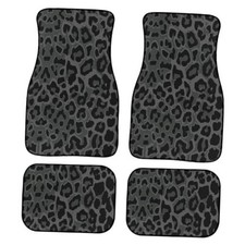 Leopard Print Car Floor Mats Set Of 4leopard Skin Wildlife Black Grey Green