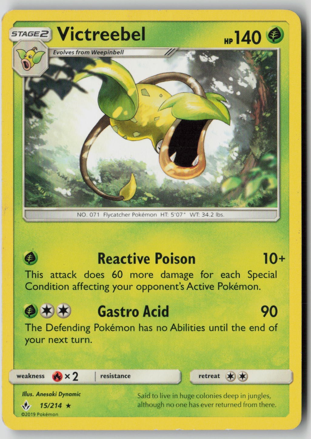 Victreebel 15/214 Rare Unbroken Bonds Pokemon DMG