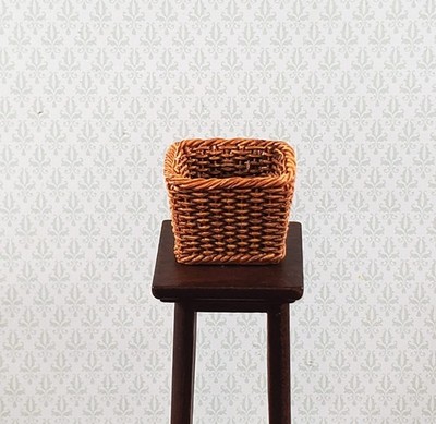 Dollhouse Wicker Style Basket Square 1:12 Scale Miniature Decor Accessories