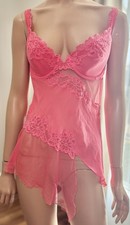 Vtg Y2K Victoria  s Secret Silk Lace Babydoll Lingerie Chemise Fairycore 36D