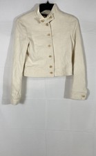 Kulson Women's Cream Linen Cotton Blend Jacket Made in Italy Size 38