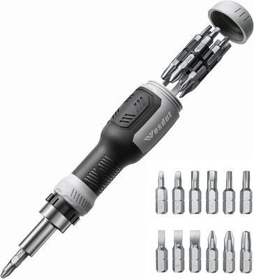 Wesdut schraubenzieher mit Bits, 13in1 Ratschen Schraubendreher Set Multitool