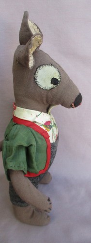 Vintage 10" Rag Filled Cloth Mouse Doll Dressed In Original Clothes - Picture 5 of 10