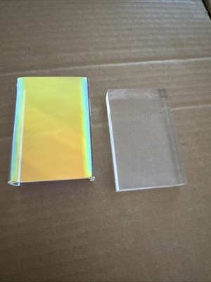 Acrylic Clear Block Prism W/iridescent dichroic acrylic Cover Paperweight 3-3/8 