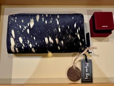 NWT MYRA BAG BLACK-GOLD COWHIDE Pony-Hair Zip Up WALLET NEW!!