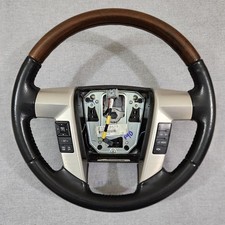 2009-2014 Ford F-150 Steering Wheel Woodgrain Black Charcoal Leather Oem