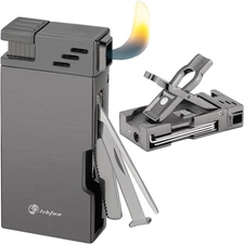 Pipe Lighter with Pipes Stand, Refillable Butane Lighters with Stainless Steels