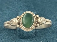 Rare Vintage 925 Silver Green Chalcedony Ring Handmade 1960s Jewellery