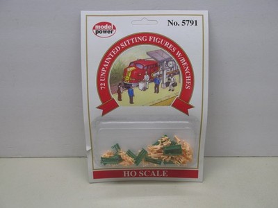 MODEL POWER # 5791~ 72 UNPAINTED SITTING FIGURES W/ BENCHES ~ HO SCALE ~ LOT B