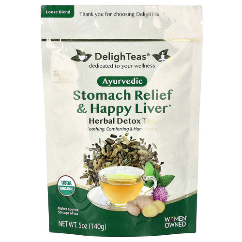 Herbal Detox Tea, Stomach Relief & Happy Liver, Loose Blend, Caffeine Free, 5 oz