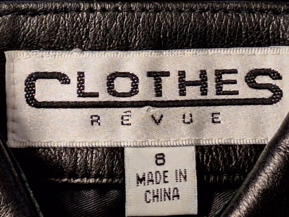 Clothes Revue 100% Soft Lambs Leather Shirt Jacket Coat Womens Size 8 Black - Image 4 of 4