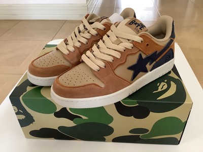 Authentic a bathing ape bape sk8 sta #4 men's US beige new