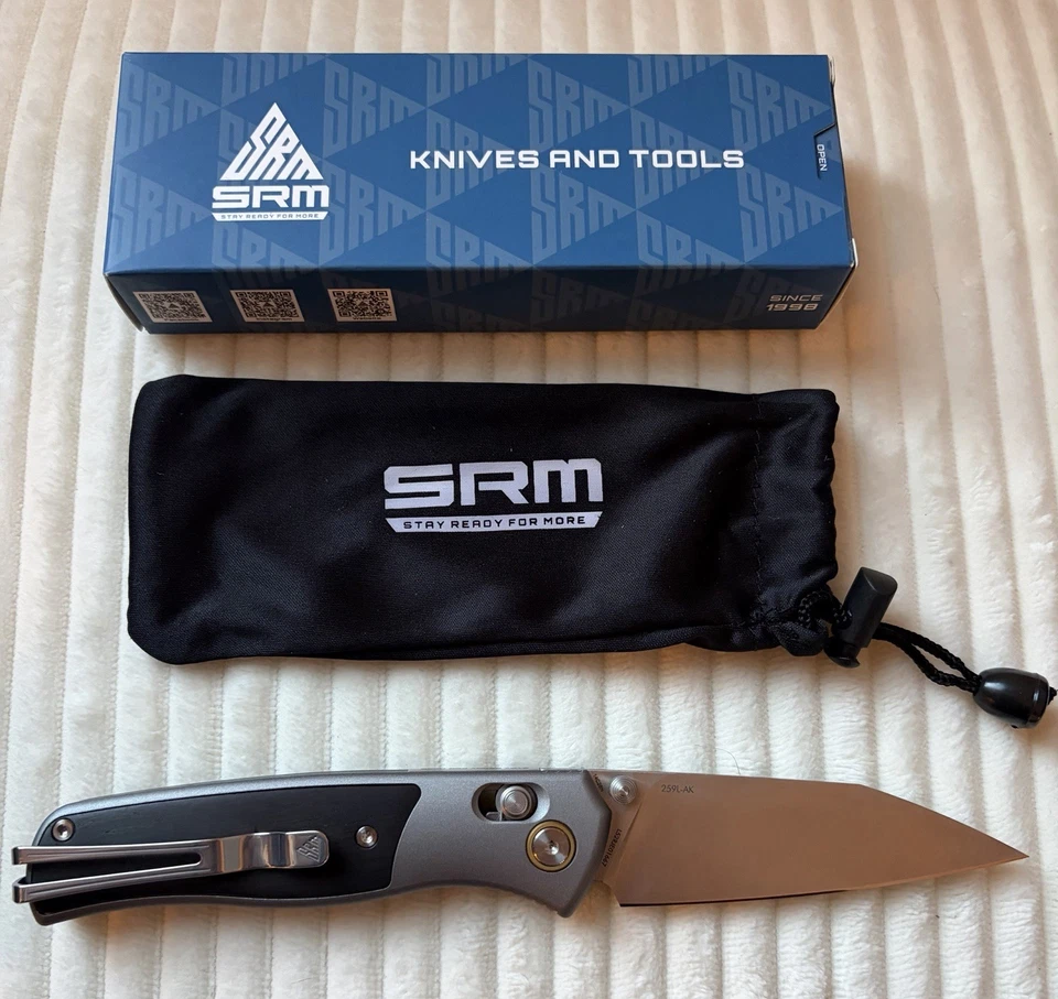 Cuchillos SRM Medalla 259L-AK Gris Aluminio y Madera de Ébano Cuchillo Plegable 259LAK Foto 2 de 4
