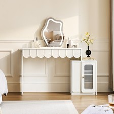 Schminktisch mit LED Clound Spiegel  Eitelkeit Skalierbar Schrank Weiß