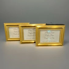 Kate Aspen Mini Photo Frame Brass Gold Tone Placecard Wedding Menu Lot of 3