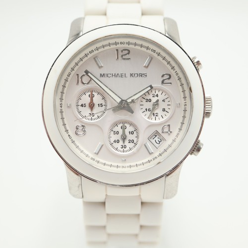 Michael Kors White Silicone Womens Chronograph Watch 39mm MK5423 w New Battery - Picture 6 of 14