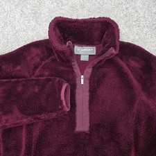 Ariat AriatTek Womens Burgundy High Pile Fleece Quarter Zip Pullover XS Burgundy