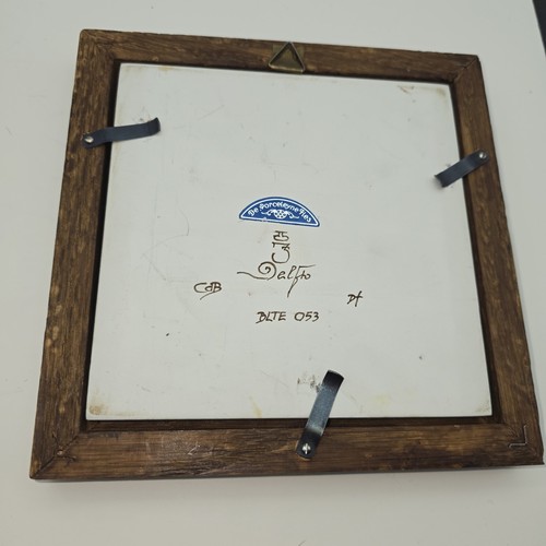 Vintage Royal Delft Tile Ship De Porceleyne Fles Framed 6.5" x 6.5" Framed - Picture 4 of 4