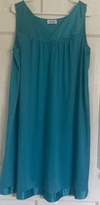 Vtg Vanity Fair  Sz Large L Nylon Night Gown Womens Teal  Nightie 30-107