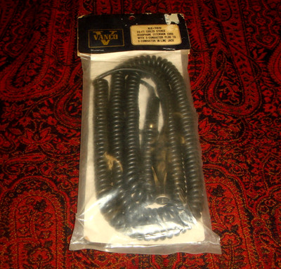 vintage VANCO XC-100 Coiled 25ft STEREO HEADPHONE EXTENSION CORD - NEW OLD STOCK