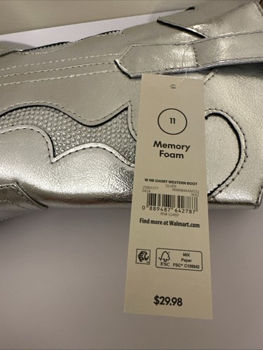 Stivali western corti donna nuovi senza confini comodi soletta in schiuma argento taglia 11 - Foto 7 di 8