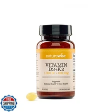 NatureWise Vitamin D3 1000IU + K2 (MK7) 100mcg with Organic Extra Virgin Coco