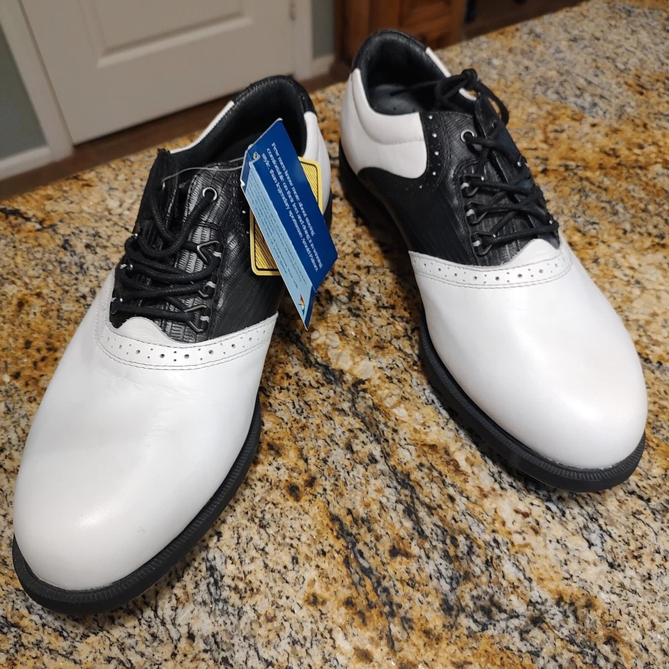 Zapato de golf Arnold Palmer Latrobe Club Paraguas Logo Cuero blanco para hombre Talla 11,5 M Foto 3 de 4