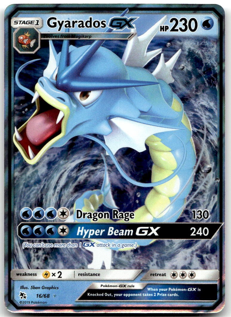 GYARADOS GX 16/68 -- NEAR MINT -- HOLO GX RARE HIDDEN FATES POKEMON --