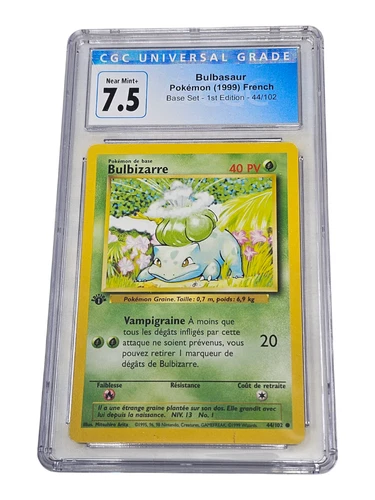Bulbasaur (French) 44/102 Base Set Common 1st Edition CGC 7.5 Near Mint+ 7156