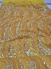Gold Sequined Embroidery Lace Tulle Fabric by the Yard - 6 yards Bride/Formal