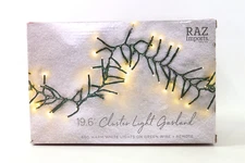 Raz Imports 19.6  Cluster Garland Green Wire  600 White Lights and Remote