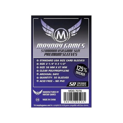 Mayday Premium Standard USA Sleeves (56x87mm) - 50 Pack - Board Game Accessory