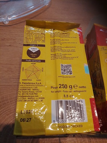 CAFFÈ PASSALACQUA ALAMBRA - GUSTO PIENO 4 PACCHETTO 250g MACINATO Scadenza.06 27 - Foto 3 di 3