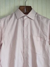 Louis Philippe Shirt Mens 40 Pink Textured Permapress Wrinkle Free Cotton