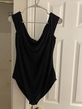Reformation Black Sleeveless Cowl Neck Bodysuit XL