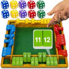 Shut The Box Game Wooden for 4 Players - Math Games -Family Games for Kids an...
