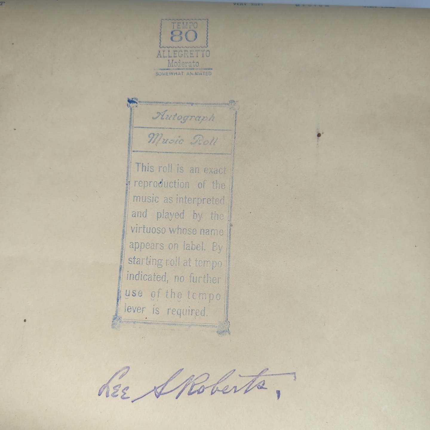 Vintage Autograph 80102 Charme D'Amour Player Piano Roll Lee S. Robers, Kendall foto 5