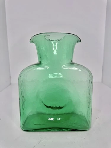 HTF Vintage Mcm Blenko Glass 384 Sea Foam Double Spout Water Pitcher Sandblasted