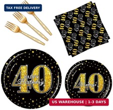 96 Pcs 40th Birthday Plates and Napkins Party Supplies 40th Birthday Party Decor