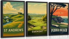 3Pcs Golf Course Canvas Wall Art Country Club Sports Painting Picture Wall De...