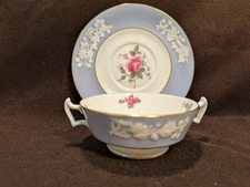 Spode - Maritime Rose - Cream Soup Cup and Saucer  -Blue , MINT Condition 